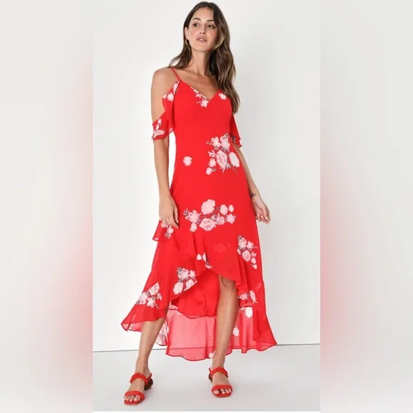 open lace back dress Discount Red Sexy Off Shoulders Side Slit Prom Dress main image 0
